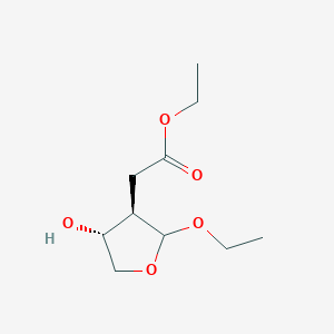 molecular formula C10H18O5 B12888171 Ethyl 2-((3R,4R)-2-ethoxy-4-hydroxytetrahydrofuran-3-yl)acetate 