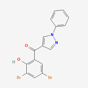 molecular formula C16H10Br2N2O2 B12888219 4-(3,5-Dibromo-2-hydroxybenzoyl)-1-phenylpyrazole CAS No. 68287-77-4