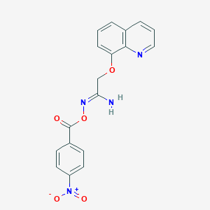 molecular formula C18H14N4O5 B12888307 N-((4-Nitrobenzoyl)oxy)-2-(quinolin-8-yloxy)acetimidamide 