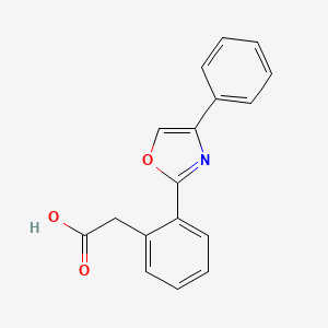 molecular formula C17H13NO3 B12888319 Benzeneacetic acid, 2-(4-phenyl-2-oxazolyl)- CAS No. 104907-28-0