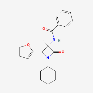 molecular formula C21H24N2O3 B12888393 N-(1-Cyclohexyl-2-(furan-2-yl)-3-methyl-4-oxoazetidin-3-yl)benzamide CAS No. 91815-05-3