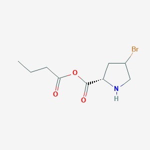 molecular formula C9H14BrNO3 B12888490 (2S)-4-Bromopyrrolidine-2-carboxylic butyric anhydride 