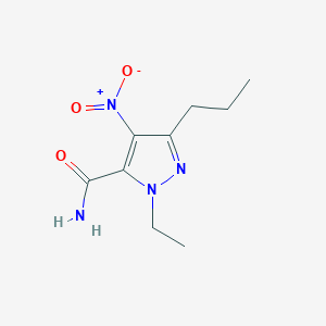 molecular formula C9H14N4O3 B12888542 1-Ethyl-4-nitro-3-propyl-1H-pyrazole-5-carboxamide CAS No. 139756-18-6