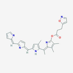 molecular formula C29H27N5O3 B12888543 5-(1-(5-((5-((2H-Pyrrol-2-ylidene)methyl)-2H-pyrrol-2-ylidene)methyl)-3-methyl-2H-pyrrol-2-ylidene)ethyl)-3,4-dimethyl-1H-pyrrol-2-yl 3-(isoxazol-5-yl)propanoate 