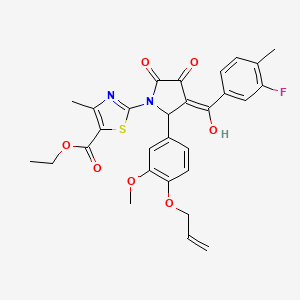 molecular formula C29H27FN2O7S B12888548 Ethyl 2-(2-(4-(allyloxy)-3-methoxyphenyl)-3-(3-fluoro-4-methylbenzoyl)-4-hydroxy-5-oxo-2,5-dihydro-1H-pyrrol-1-yl)-4-methylthiazole-5-carboxylate CAS No. 617697-38-8