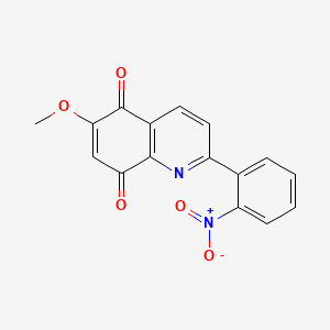 molecular formula C16H10N2O5 B12888559 6-Methoxy-2-(2-nitrophenyl)-5,8-quinolinedione CAS No. 61472-34-2