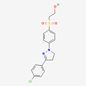 molecular formula C17H17ClN2O3S B12888567 2-((4-(3-(4-Chlorophenyl)-4,5-dihydro-1H-pyrazol-1-yl)phenyl)sulphonyl)ethanol CAS No. 3656-22-2