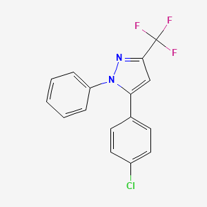 molecular formula C16H10ClF3N2 B12888597 1H-Pyrazole, 5-(4-chlorophenyl)-1-phenyl-3-(trifluoromethyl)- CAS No. 586333-28-0