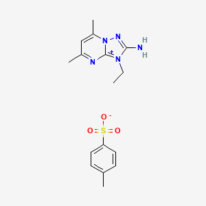 molecular formula C16H21N5O3S B12888598 2-Amino-3-ethyl-5,7-dimethyl-3H-[1,2,4]triazolo[1,5-a]pyrimidin-8-ium 4-methylbenzenesulfonate CAS No. 308095-79-6