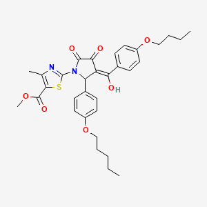 Methyl 2-(3-(4-butoxybenzoyl)-4-hydroxy-5-oxo-2-(4-(pentyloxy)phenyl)-2,5-dihydro-1H-pyrrol-1-yl)-4-methylthiazole-5-carboxylate