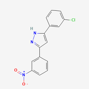 molecular formula C15H10ClN3O2 B12888635 3-(3-Chlorophenyl)-5-(3-nitrophenyl)-1H-pyrazole CAS No. 143704-43-2