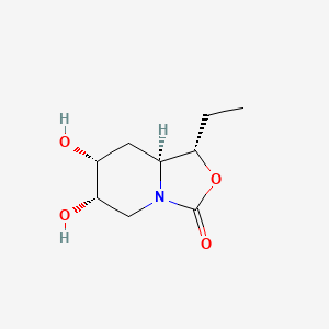 molecular formula C9H15NO4 B12888680 (1S,6S,7R,8AS)-1-ethyl-6,7-dihydroxytetrahydro-1H-oxazolo[3,4-a]pyridin-3(5H)-one 