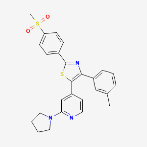 molecular formula C26H25N3O2S2 B12888691 4-(3-Methylphenyl)-2-(4-methylsulfonylphenyl)-5-[2-(1-pyrrolidinyl)-4-pyridyl]-1,3-thiazole CAS No. 365429-51-2