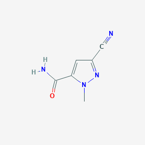 molecular formula C6H6N4O B12888850 3-cyano-1-methyl-1H-pyrazole-5-carboxamide 