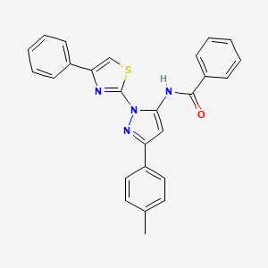 molecular formula C26H20N4OS B12888931 Benzamide, N-(3-(4-methylphenyl)-1-(4-phenyl-2-thiazolyl)-1H-pyrazol-5-yl)- CAS No. 74101-31-8