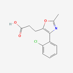 molecular formula C13H12ClNO3 B12889018 3-[4-(2-Chlorophenyl)-2-methyl-1,3-oxazol-5-yl]propanoic acid CAS No. 89150-12-9