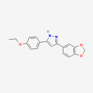 molecular formula C18H16N2O3 B12889180 3-(2H-1,3-Benzodioxol-5-yl)-5-(4-ethoxyphenyl)-1H-pyrazole CAS No. 651717-34-9