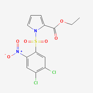 molecular formula C13H10Cl2N2O6S B12889208 1H-Pyrrole-2-carboxylic acid, 1-((4,5-dichloro-2-nitrophenyl)sulfonyl)-, ethyl ester CAS No. 173908-14-0