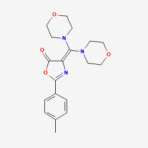 molecular formula C19H23N3O4 B12889256 4-[Bis(morpholin-4-yl)methylidene]-2-(4-methylphenyl)-1,3-oxazol-5(4H)-one CAS No. 61767-53-1