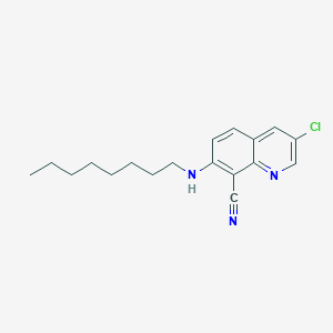 molecular formula C18H22ClN3 B12889284 3-Chloro-7-(octylamino)quinoline-8-carbonitrile CAS No. 88347-14-2