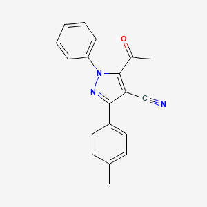 molecular formula C19H15N3O B12889292 5-Acetyl-3-(4-methylphenyl)-1-phenyl-1H-pyrazole-4-carbonitrile CAS No. 649746-07-6