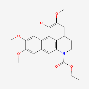 molecular formula C23H25NO6 B12889365 Ethyl 1,2,9,10-tetramethoxy-4,5-dihydro-6H-dibenzo(de,g)quinoline-6-carboxylate CAS No. 7630-72-0