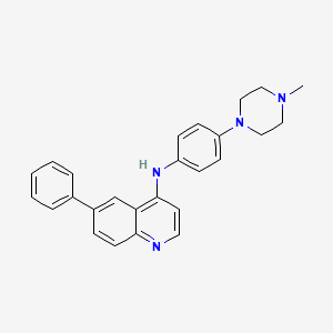 molecular formula C26H26N4 B12889436 N-[4-(4-methylpiperazin-1-yl)phenyl]-6-phenylquinolin-4-amine CAS No. 144653-43-0