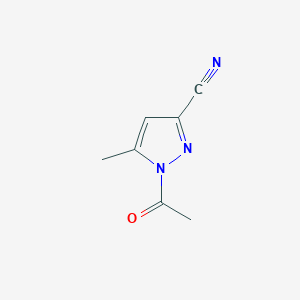 molecular formula C7H7N3O B12889648 1-acetyl-5-methyl-1H-pyrazole-3-carbonitrile 