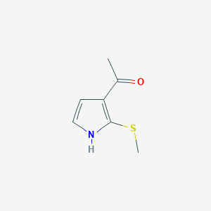 molecular formula C7H9NOS B12889756 Ethanone, 1-[2-(methylthio)-1H-pyrrol-3-yl]- CAS No. 61201-14-7