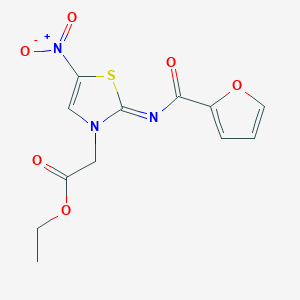 molecular formula C12H11N3O6S B12889795 Ethyl [(2Z)-2-[(furan-2-carbonyl)imino]-5-nitro-1,3-thiazol-3(2H)-yl]acetate CAS No. 52121-01-4