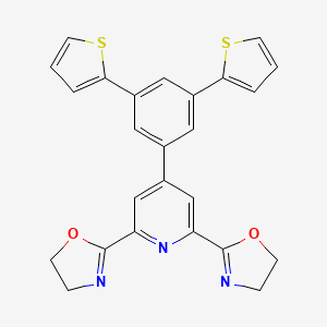 molecular formula C25H19N3O2S2 B12889817 2,2'-(4-(3,5-Di(thiophen-2-yl)phenyl)pyridine-2,6-diyl)bis(4,5-dihydrooxazole) 