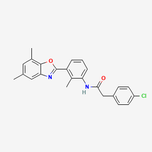 2-(4-chlorophenyl)-N-[3-(5,7-dimethyl-1,3-benzoxazol-2-yl)-2-methylphenyl]acetamide