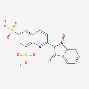 molecular formula C18H11NO8S2 B12889846 2-(1,3-Dioxo-2,3-dihydro-1h-inden-2-yl)quinoline-6,8-disulfonic acid CAS No. 94803-32-4