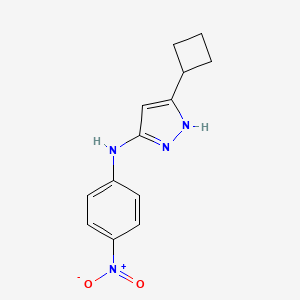 molecular formula C13H14N4O2 B12889925 1H-Pyrazol-3-amine, 5-cyclobutyl-N-(4-nitrophenyl)- CAS No. 403595-35-7