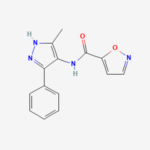 molecular formula C14H12N4O2 B12889955 N-(5-methyl-3-phenyl-1H-pyrazol-4-yl)-1,2-oxazole-5-carboxamide CAS No. 824968-98-1