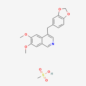 molecular formula C20H21NO7S B12889973 4-(Benzo[d][1,3]dioxol-5-ylmethyl)-6,7-dimethoxyisoquinoline methanesulfonate CAS No. 61189-95-5