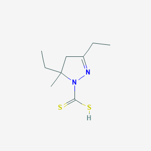 molecular formula C9H16N2S2 B12890276 3,5-Diethyl-5-methyl-4,5-dihydro-1H-pyrazole-1-carbodithioic acid 