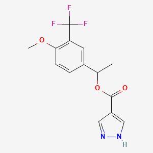 molecular formula C14H13F3N2O3 B12890278 1-(4-Methoxy-3-(trifluoromethyl)phenyl)ethyl 1H-pyrazole-4-carboxylate 