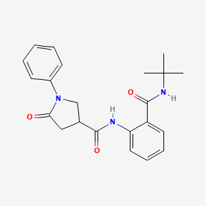 molecular formula C22H25N3O3 B12890287 N-(2-(((1,1-Dimethylethyl)amino)carbonyl)phenyl)-5-oxo-1-phenyl-3-pyrrolidinecarboxamide CAS No. 39630-07-4