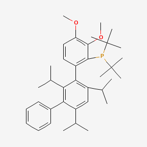 molecular formula C37H53O2P B12890357 ditert-butyl-[2,3-dimethoxy-6-[3-phenyl-2,4,6-tri(propan-2-yl)phenyl]phenyl]phosphane 