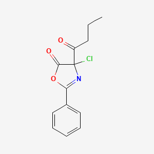 molecular formula C13H12ClNO3 B12890410 4-Butanoyl-4-chloro-2-phenyl-1,3-oxazol-5(4H)-one CAS No. 90127-59-6