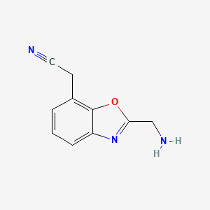 molecular formula C10H9N3O B12890435 2-(Aminomethyl)benzo[d]oxazole-7-acetonitrile 