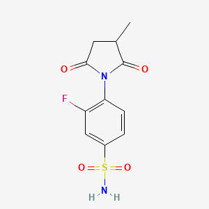 molecular formula C11H11FN2O4S B12890500 4-(2,5-Dioxo-3-methyl-1-pyrrolidinyl)-3-fluorobenzenesulfonamide CAS No. 30279-50-6