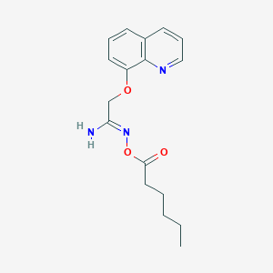 molecular formula C17H21N3O3 B12890506 N-(Hexanoyloxy)-2-(quinolin-8-yloxy)acetimidamide 