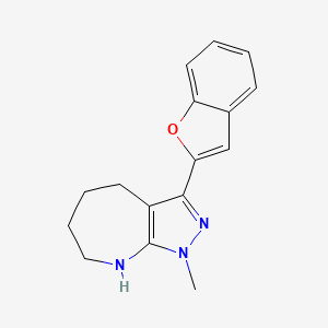 molecular formula C16H17N3O B12890531 3-(Benzofuran-2-yl)-1-methyl-1,4,5,6,7,8-hexahydropyrazolo[3,4-b]azepine 