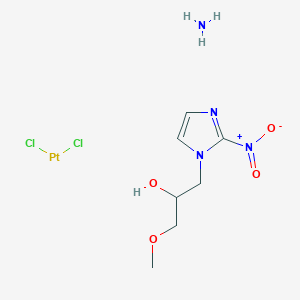 molecular formula C7H14Cl2N4O4Pt B12890554 Amminedichloro(1-(2-nitro-1-imidazolyl)-3-methoxy-2-propanol)platinum(II) 