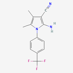 molecular formula C14H12F3N3 B12890644 2-Amino-4,5-dimethyl-1-(4-(trifluoromethyl)phenyl)-1H-pyrrole-3-carbonitrile 