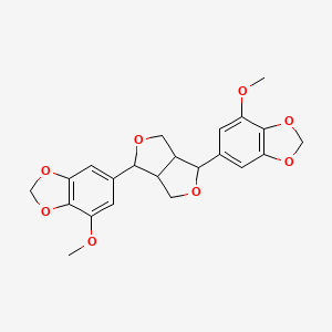 molecular formula C22H22O8 B12890681 1,4-Bis(7-methoxybenzo[d][1,3]dioxol-5-yl)hexahydrofuro[3,4-c]furan 