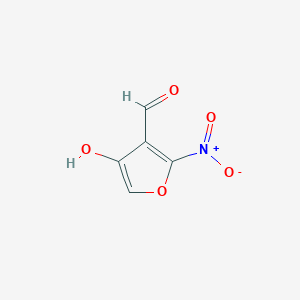 molecular formula C5H3NO5 B12890683 4-Hydroxy-2-nitrofuran-3-carbaldehyde 