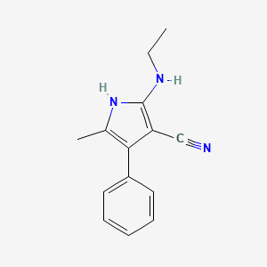 molecular formula C14H15N3 B12890744 1H-Pyrrole-3-carbonitrile, 2-(ethylamino)-5-methyl-4-phenyl- CAS No. 61404-84-0